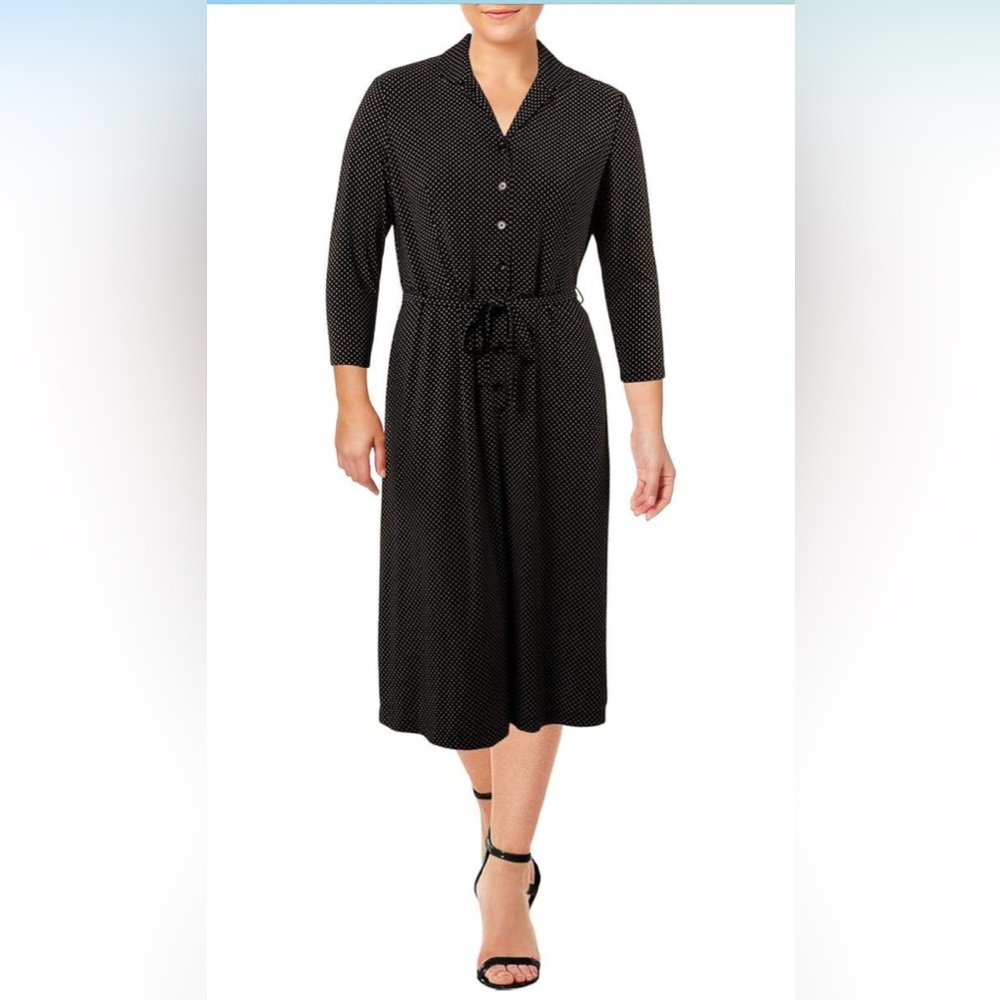 Anne Klein NWT Elegant Black Polka Dot Dress
